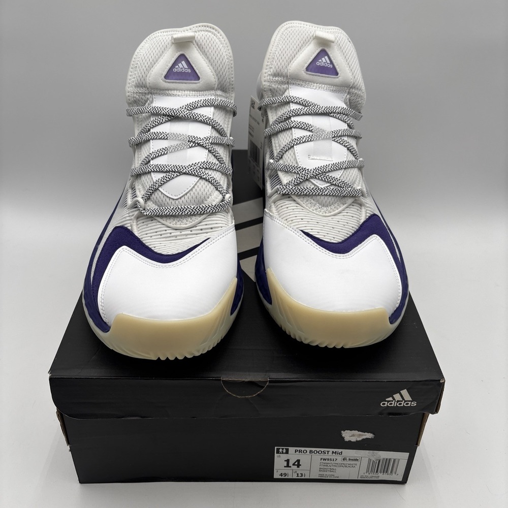 Adidas FW9517 Pro Boost Mid Basketball Sneakers White Blue Men's Size 14 NWB